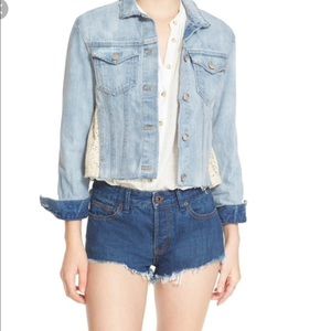 Free people knit cropped jean jacket
